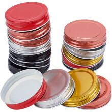 20 tapas de botellas de hojalata de 5 colores, soporte para tapas de frascos Mason, tapas de frascos Mason para almacenamiento de alimentos (6,8