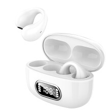 Écouteurs Bluetooth sans fil à double clip auriculaire avec affichage numérique, haut-parleur stéréo bilatéral de 5,3 pouces et compartiment de