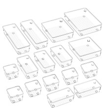 Boîte de rangement à tiroir SUSUchens avec picots en silicone, organisateur transparent et robuste pour maquillage, bijoux, fournitures de bureau,