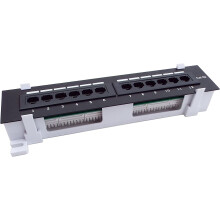 Painel de conexão vertical de 12 portas Cat5e110RJ45 568A568B com suporte