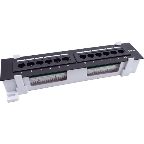 12Port Κάθετο Cat5e110RJ45Patch Panel568A568B με Βάση Στήριξης