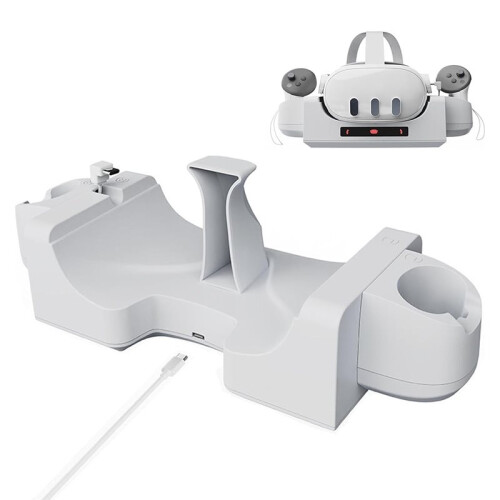Wall-Mounted & Desktop Charging Dock for Meta Quest 3 VR Headset and Controllers, Charging Base Stand Station 2