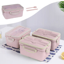Fiambrera Bento de 1000 ml con 3 compartimentos, a prueba de fugas y apta para microondas, compatible con adultos y niños, incluye palillos y
