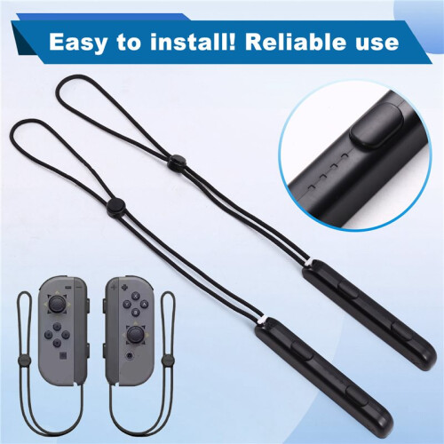 2 Pack Wrist Strap for   Controllers, Adjustable Replacement for Joy Con Straps with Secure Lock (Black) 2