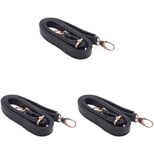 3X DIY Replacement Leather Bag Shoulder Strap Handle  Body Adjustable 140 x 2cm, Black