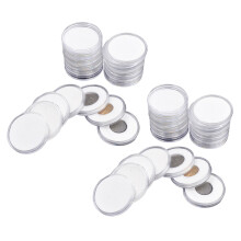 120 Pcs 46mm Coin Cases Capsules Holder Applied Clear Plastic Round Storage Box