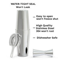 Cocktail Shaker Set: Professional Boston Shaker, Cocktail Strainer and Jigger Set. 8 Piece Premium Stainless Steel