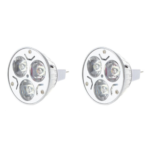 2X MR16 GU5.3 12V Cool White Light Bulb 3X1W