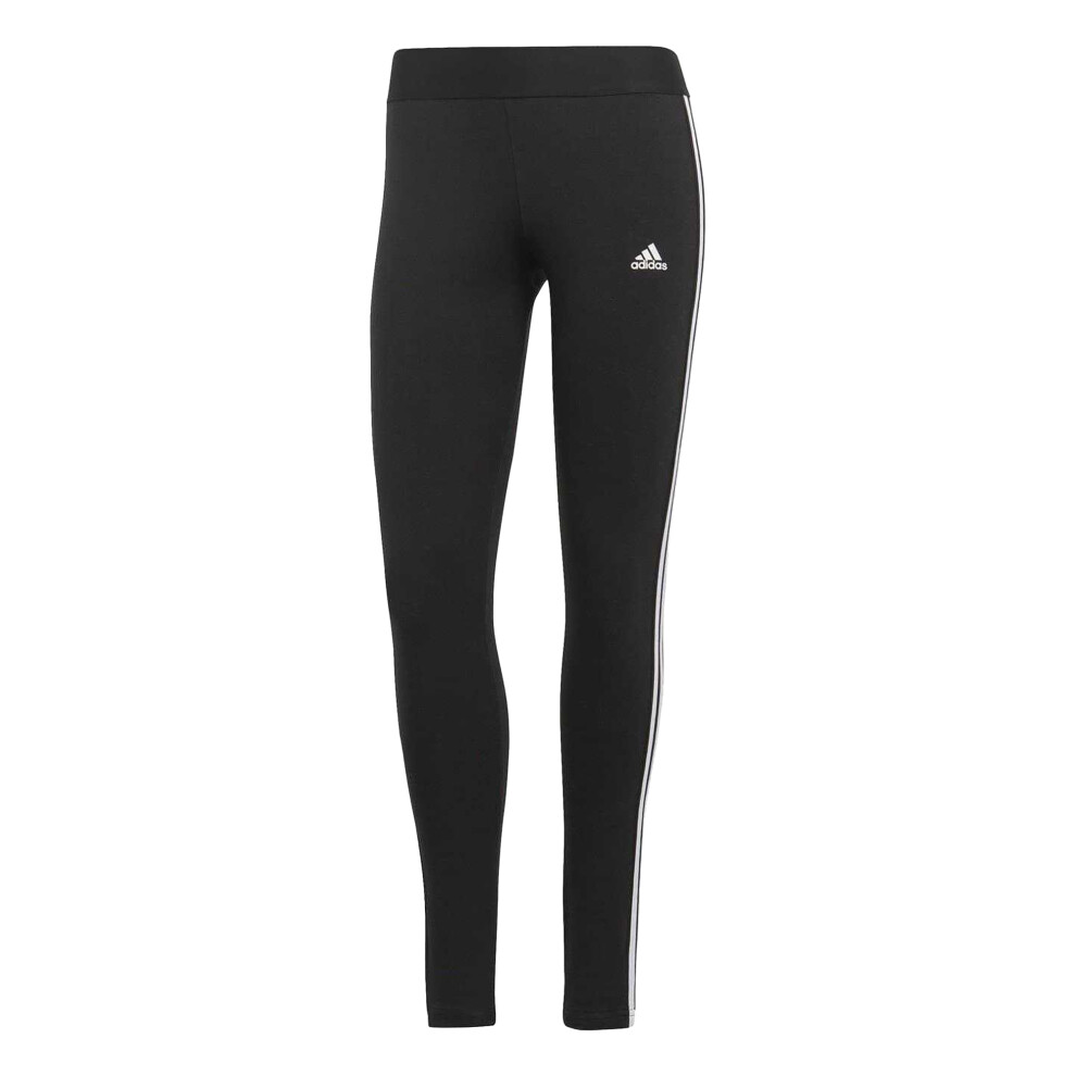 Adidas (12 Uk - 14 Uk, Black/White) Womens/Ladies 3 Stripes Athletic Leggings