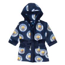 Manchester City FC Baby Hooded Fleece Dressing Gown Navy 0-6 Months