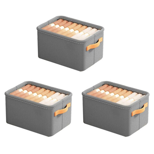 3X Multi-Functional Closet Organizer,Steel Ring Storage Box, Fabric Folding Bedroom Wardrobe Clothes Storage Box B 1