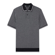 (S, Navy) Ted Baker Mens Diamond Knitted Tipped Polo Shirt