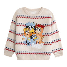 (4-5 Years, Beige) Bluey Childrens/Kids Family Christmas Jumper