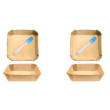 100Pcs Air Fryer Parchment Paper with Oil Brush Air Fryer Liners Square 6.3Inch Disposable Baking Paper Air Fryer Sheets