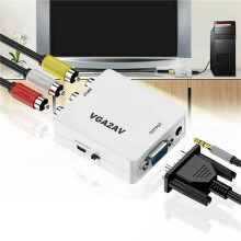 3X VGA to AV Converter Scaler Adapter Support 1080P VGA2AV Converter PC to TV HD Computer to TV