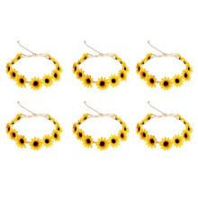 6X Floral Autumn Sunflower Crown Hair Accessories Bridal Tiara Holiday Hair with Sunflower Hair Accessories