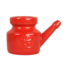 350Ml Ceramic Neti Pot Nose Cleaning Pot Durable Leakproof Spout Pot for Nasal Rinsing Nose Washing Men Women,Red