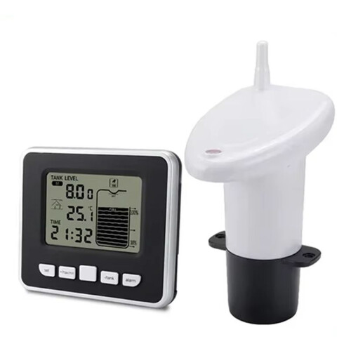 Wireless Water Level Indicator Gauge Water Tank Sensor Liquid Level Sensor Digital Thermometer Clock Water Level Meter 1