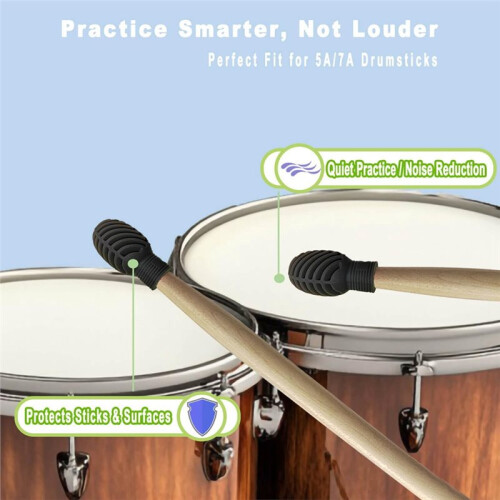 10 Pack Drumstick Weak , Silicone Quiet Tips for Silencing Drumming Practice, Drum Mute Accessories 2