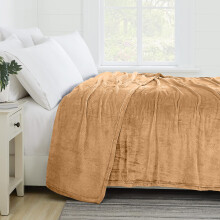 (Camel Fleece, Single) Faux Fur Fleece Blanket Large Sofa Bed Warm Throw