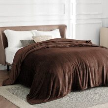 (Coffee Fleece, Single) Faux Fur Fleece Blanket Large Sofa Bed Warm Throw