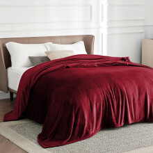 (Red Fleece, Single) Faux Fur Fleece Blanket Large Sofa Bed Warm Throw