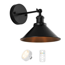 Black Vintage Wall Sconces, Led Wall Lights Wall Lamp Fixture Indoor with Remote Control for Bedroom Farmhouse