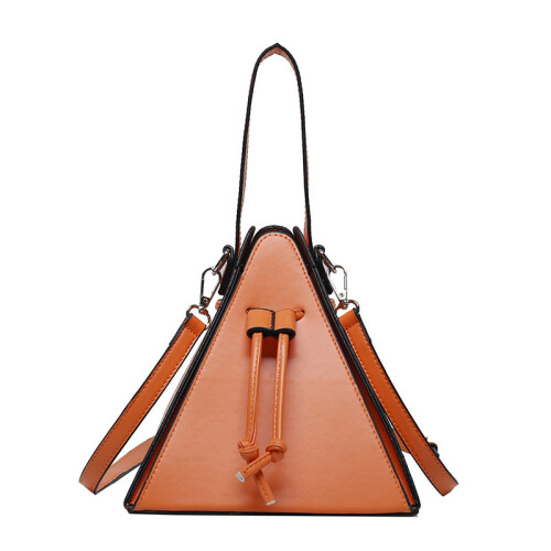 (Orange) Urban Pu Compact Crossbody Bag With Triangular Design And Zip Inner Storage