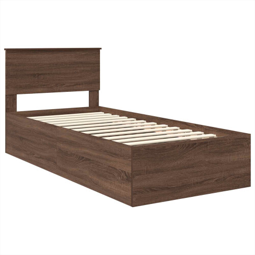 VidaXL vidaXL Bed Frame with Headboard Brown Oak 75 x 190 cm Engineered Wood 1