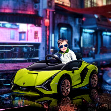 (Green) HOMCOM Lamborghini SIAN 12V Electric Car for Kids w/ Remote Control