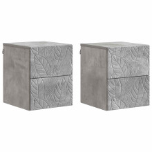 vidaXL Wall-Mounted Bedside Cabinet 2 pcs Concrete Grey