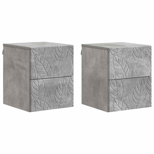 VidaXL vidaXL Wall-Mounted Bedside Cabinet 2 pcs Concrete Grey