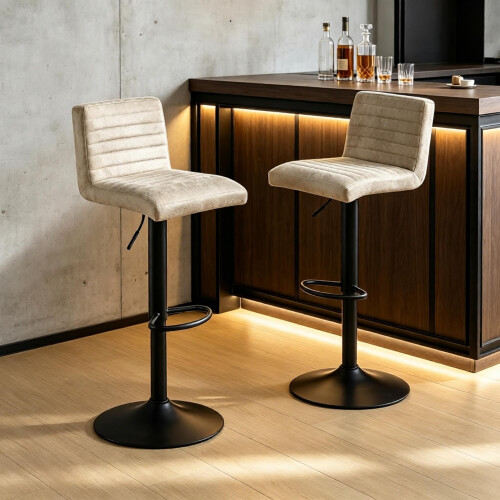 AINPECCA 2PCS Swivel Bar Stools Faux Suede Beige