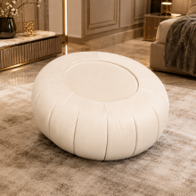 (Grey Velvet, Round Foot Stool ) Velvet 5 Seater Corner Sofa, Coffee Table, Footstool Upholstered Sofas For Living Room