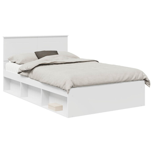 VidaXL vidaXL Bed Frame with Headboard White 120 x 190 cm Engineered wood 1