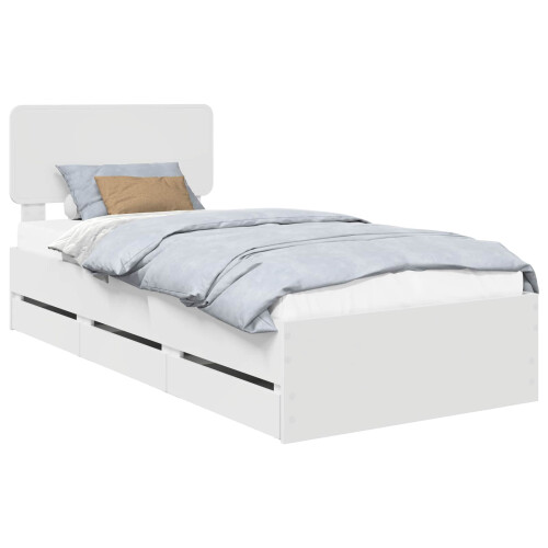 VidaXL vidaXL Bed Frame with Drawer White 90 x 190 cm Engineered Wood 1
