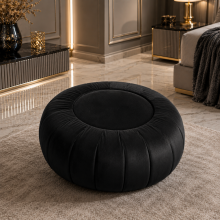 (Pink Velvet, Round Foot Stool ) Velvet 5 Seater Corner Sofa, Coffee Table, Footstool Upholstered Sofas For Living Room
