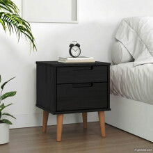 vidaXL Bedside Cabinet Black 40 x 35 x 48 cm Solid Pine Wood