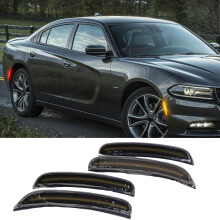 4X Smoked Front Rear LED Side Bumper Marker Lights For Dodge Charger 2015-2023
