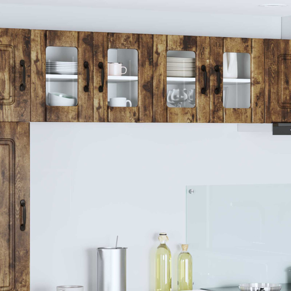 Vidaxl Wall Glass Cabinet Lucca 2 Pcs Smoked Oak 60 X 31 X 40 Cm 8721359458473