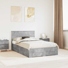 vidaXL Bed Frame Concrete Grey 120 x 190 cm Engineered Wood