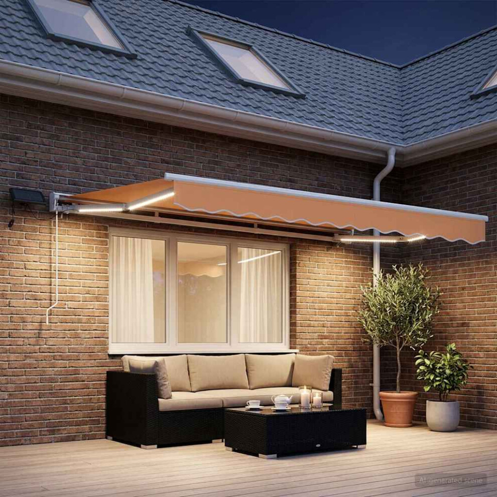 Vidaxl Manual Awning Frame With Leds Sand 3.5 X 2 M