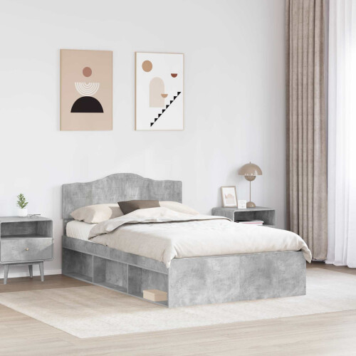 VidaXL vidaXL Bed Frame Concerte Grey 135 x 190 cm Solid Pine Wood 2