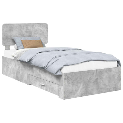 VidaXL vidaXL Bed Frame with Drawer Concrete Grey 90 x 190 cm Engineered Wood 1
