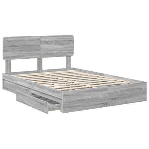 VidaXL vidaXL Storage Bed Grey Sonoma 150 x 200 cm Engineered Wood 1