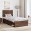 VidaXL vidaXL Bed Frame with Headboard Brown Oak 90 x 200 cm Solid Pine Wood 5