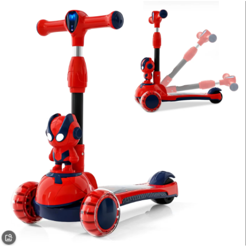 Kids 3 Wheel Scooter Adjustable LED Flash Wheels Ages 3-10 Lean Steer
