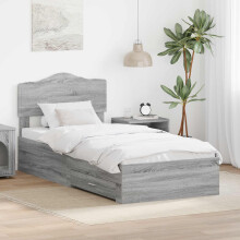 vidaXL Bed Frame with Drawer Grey Sonoma 90 x 190 cm Engineered Wood