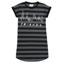 (7-8 Years, Grey/Black) Friends Girls Striped Nightie