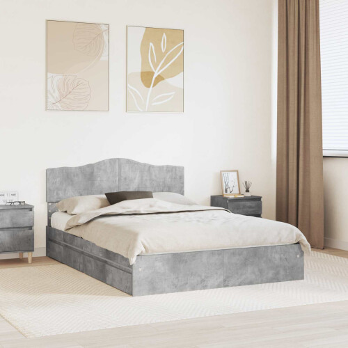 VidaXL vidaXL Storage Bed Concrete Grey 150 x 200 cm Engineered Wood